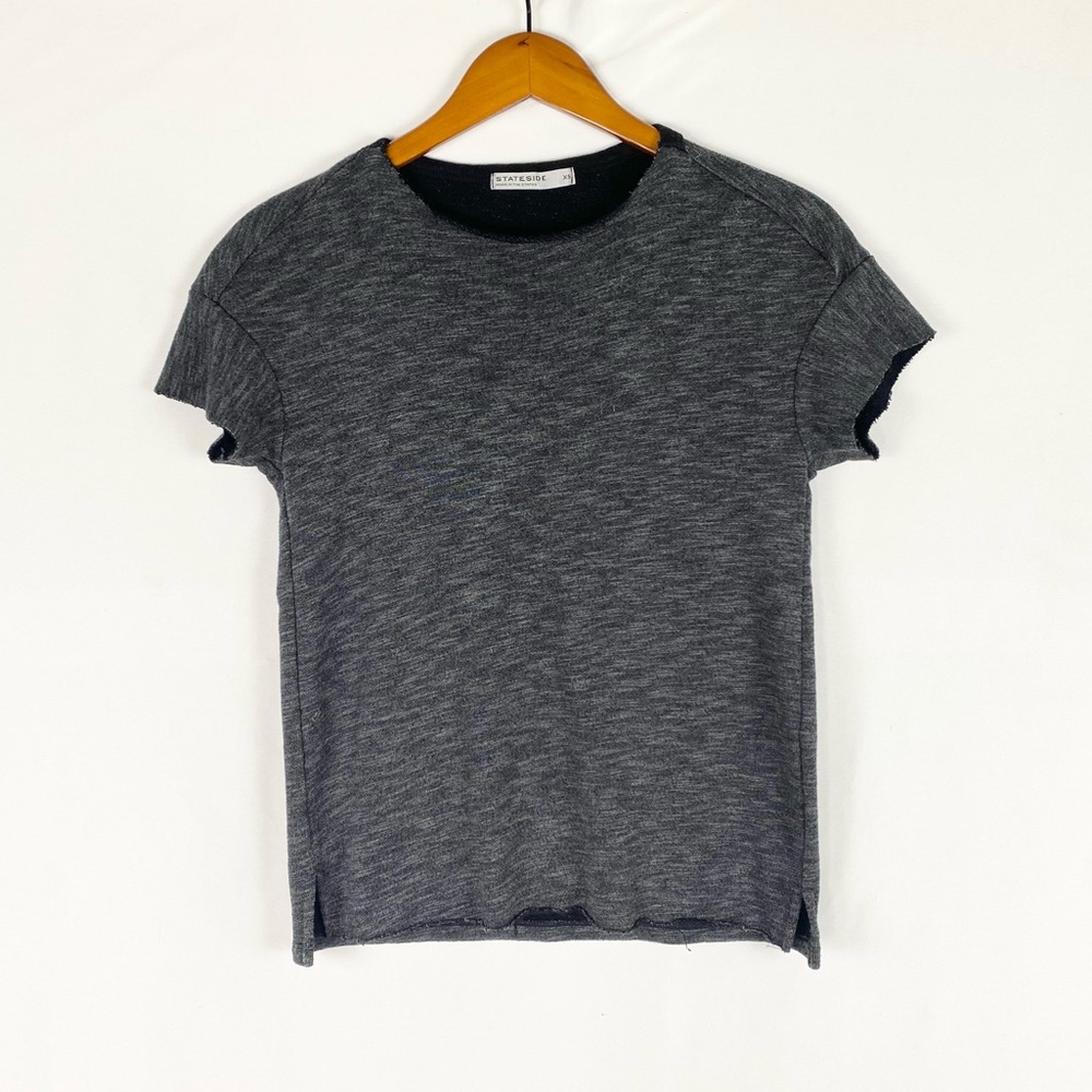 Stateside Round Neck‎ Short Sleeve Cotton T Shirt Gray Casual Minimal Size Xs